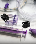 Adjustable Plastic Tubing Clamps Set Of 5 For Water Flow Control And Hose Shut Off Clips next to tubing and syringe