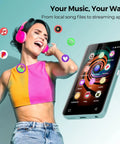 160GB Bluetooth WiFi MP3 Player For Kids With 4.0 Inch Touch Screen Android Music Player, shown with vibrant app icons, Glacier Blue.