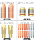 Mig Welding Gun Accessory Kit For Miller Millermatic M25 M40 And Hobart Torch 0.035 Inch Tips Nozzles Diffuser kit contents