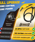 Cordless Fuel Transfer Pump 6 GPM For Diesel And Gasoline With Smart Auto Stop Safety System And Audible Beep Auto Shutoff When Tank Is Full To Prevent Overfill Spills And Messy Overflow Portable DIY Refill Tool shown with comparison to ordinary pump.