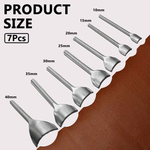 Seven Piece Leather Craft Tool Set With Half Round Arc Shaped Punches For Straps Belts Wallets And Bags DIYers Handwork Pro Grade Leatherworking Kit With Seven Size Range From 10mm To 40mm Durable Steel