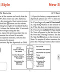 Comparison of DIM/ON vs 0/1 remote setup instructions, featuring diagrams for UC7225T Replacement Remote With Wall Mount Holder For TR198A.
