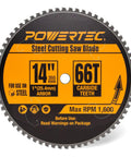 14 Inch Cold Saw Blade For Metal Cutting With 66 Teeth TCG Cemented Carbide, 1 Inch Arbor, 2.2mm Kerf, round view