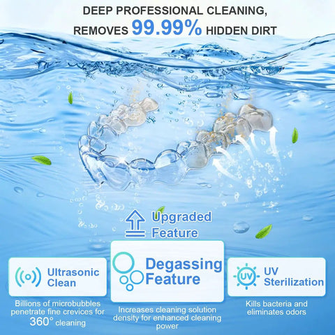 Dope Ultrasonic Retainer Cleaner Machine With 48kHz Power 4 Modes And Timer 240ML Dental Pod cleaning dentures underwater