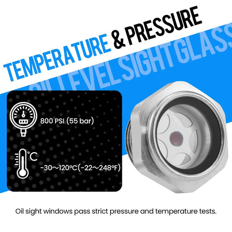 Three Quarter Inch NPT Air Compressor Oil Sight Glass With Durable Aluminum Alloy Body And Pro Grade Male Thread Liquid Level Gauge