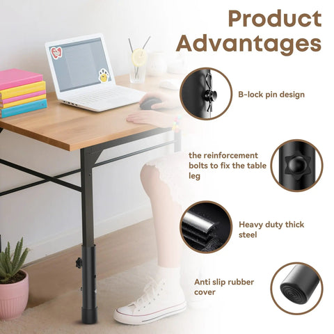 Adjustable risers for folding tables showing B-lock pin design and anti-slip rubber cover, part of Four Pack Legit Heavy Duty Table Leg Extenders.