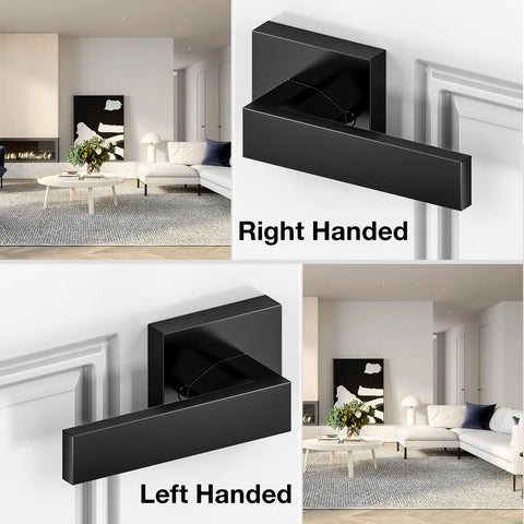 Black Front Door Handle With Passage Lever No Lock Exterior Door Handle For Left Or Right Hand Doors Reversible