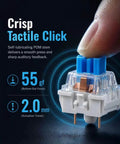 60 Piece Blue Keyboard Switches Clicky Tactile Clickers For 3D Printing Projects And Fidget Toys With Crisp Bangin Sound And Strong Feedback To Upgrade Your Setup. Blue MX-style switch close-up, 55 gf, 2.0 mm actuation