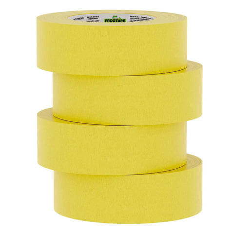 Four rolls of Delicate Surface Painters Tape With PaintBlock Technology For Clean Lines On Fresh Paint Pro Grade DIY Friendly 1.5 Inch Wide