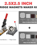 DIY Fridge Magnet Kit 2.5x2.5 Inch, 2-In-1 Magnet Maker And Cutter with press machine and materials.