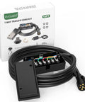 Heavy Duty Seven Way Trailer Cord With Junction Box Kit For RV Wiring And Truck Towing Quick Plug Setup, 16ft cord and connectors.