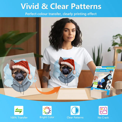 DTF Transfer Film 13x19 Inch A3 Plus Double Sided Matte Clear PET Paper 60 Sheets For Sublimation Direct Print T-Shirt