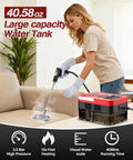 Supercharged 1500W Steam Cleaner with 1.2L Tank and 10s Heat Up delivers 221 Degrees High Pressure Steam in use on upholstery.