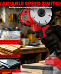 Heavy Duty Cordless Cut Off Tool Compatible With Milwaukee 18V Battery, 3 Inch Brushless Mini Cut Off Saw 18000 RPM With Variable Speed, Includes 4 Cutting Wheels For Metal Wood Plastic Tool Only showing variable speed switch and cutting modes
