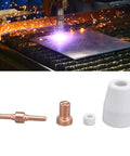 Grab Your Ultimate 65 Pcs Plasma Cutter Consumables Kit With Premium Ceramic And Copper Nozzles Built For Tough Cutting Jobs That Last Forever And Keep Performance Top Notch, featuring copper and ceramic parts.