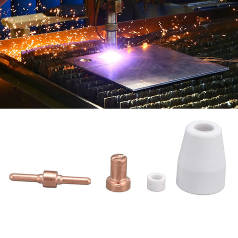 Grab Your Ultimate 65 Pcs Plasma Cutter Consumables Kit With Premium Ceramic And Copper Nozzles Built For Tough Cutting Jobs That Last Forever And Keep Performance Top Notch, featuring copper and ceramic parts.