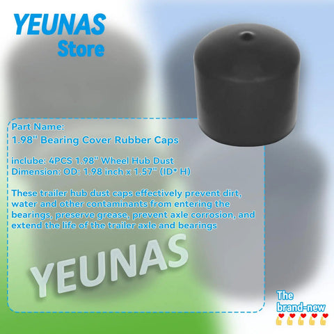1.98 Inch Wheel Hub Dust Cap Covers 4 Pack, Rubber Trailer Bearing Protector Caps Shield Bearings From Dirt, Water And Corrosion