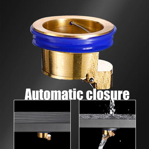 Heavy Duty Linear Shower Drain With Sleek Rectangular Grate For Effortless Center Drainage And Clog Free Removable Pan crafted in gold and blue.
