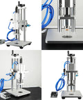 Heavy Duty Pneumatic Vial Crimper Machine For Aluminum Plastic Bottles Semi Automatic Sealer with adjustable foot switch on gray background.