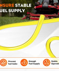 Gas Fuel Line Hose Kit For Small Engines Four Size Tubing Pack Each Four Feet I.D. x O.D. close-up with lawnmower background