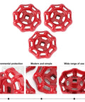 Red Cast Iron Handwheel Valve Handles Replacement Set For Gate And Ball Valves With Flat Bottom Design shown in a three-piece set