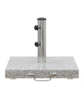 Heavy Duty Granite Patio Umbrella Base With Handle And 2 Casters, Freestanding Square Grey Stone Stand, 66 Lbs, Front View