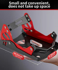 Heavy-Duty Steel Motorcycle Wheel Chock For Trailer Mount Built Tough, Anti-Rust Black And Red Finish, side view