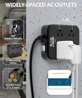 Outdoor Weatherproof Power Strip With 4 Wide Outlets And 3 USB Ports 10Ft Extension Cord Wall Mountable Surge Protector shown mounted