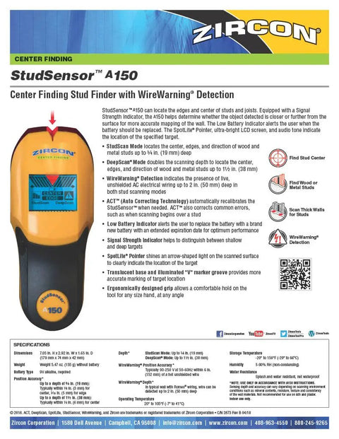 Packaging of Stud Finder And Wall Scanner With Wire Warning Detection and Signal Strength for precise installations.