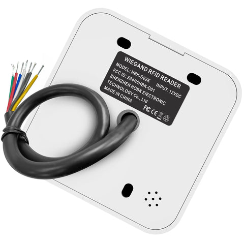 Back view of Proximity RFID Card Keypad Reader 125KHz Wiegand 26 Or 34 Bit with wiring, plug-and-play design for door access control.
