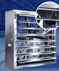 Boss Level Industrial Exhaust Fan Features Savage Six Blade Turbine Design for effective cooling in large workshops.