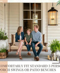 Family sitting on porch swing with Four Pack Porch Swing Cushions With Pillows For 3 Seater Patio Benches, Waterproof Outdoor