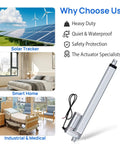 Heavy Duty Solar Tracker Linear Actuator With Mounting Brackets 330 Lbs Push Pull 12 Volt Four Inch Stroke Aluminum Housing