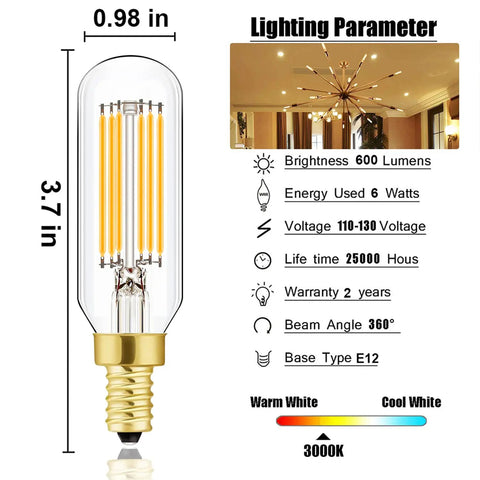 High Quality Dimmable E12 LED Bulb 6W Equal 60W Soft White 3000K Cozy Glow For Chandeliers Ceiling Fans Pendants And Wall Sconces 120V