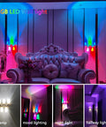 Dope RGB Wall Light With 17 Color Modes And Breathing Flicker Effects illuminating a living room wall with color-changing effects.