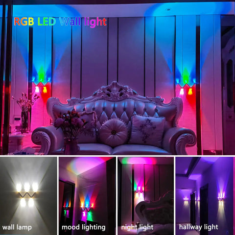 Dope RGB Wall Light With 17 Color Modes And Breathing Flicker Effects illuminating a living room wall with color-changing effects.