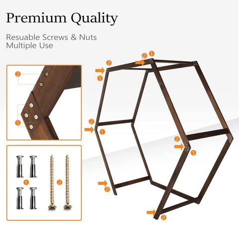 Wooden Wedding Arch 7Ft Heptagonal Garden Arbor assembly frame with screws and nuts