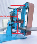 Heavy Duty Electric Belt Sander 750W Woodworking Workhorse With 915x50mm Belt mounted with 200mm flat grinding plate for precise sanding.