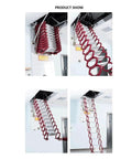 Motorized Pull Down Attic Ladder Folding Retractable Loft Staircase With Heavy Duty Carbon Steel Build Hella Stable Non Slip Treads in ceiling access position.
