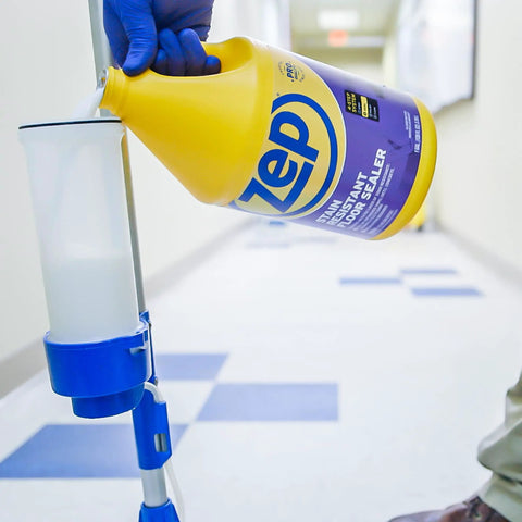 Heavy Duty Stain Resistant Floor Sealer One Gallon Pack Of Four for VCT Rubber and Unfinished Concrete being poured.