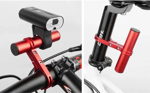 Red carbon fiber bike handlebar extender with double clamp mount for lights GPS phone holder headlight accessory bar extension 10cm