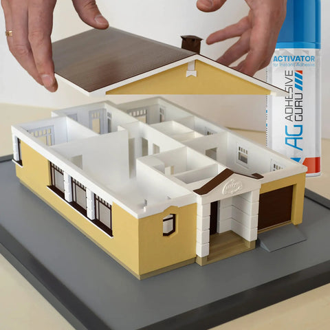 Cyanoacrylate Glue With Activator Set for assembling model house with detachable roof for DIY and repairs