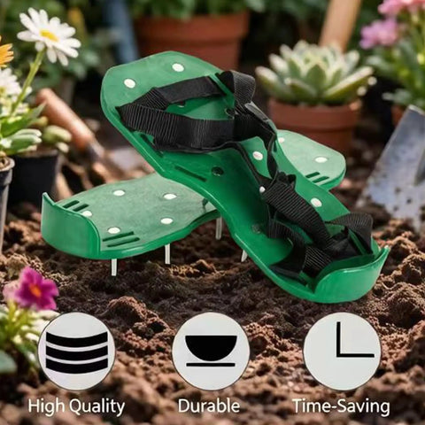 Lawn Aerator Shoes With Spikes For Heavy Duty Yard Work Four Adjustable Straps For Easy Secure Fit Spiked Sandals