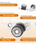 Diagram of 1 Inch Side Mount Caster Wheels Set of 4 Non Swivel Rigid Mini Furniture Casters with stainless steel bracket and rubber wheel