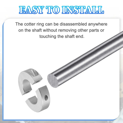 16mm Bore Double Split Shaft Collar With 35mm Outer Diameter And 12mm Thickness Aluminum Alloy Locking Collar Clamp Includes Set Screw And Hex Wrench Industrial Grade Pack Of 2 For Machine Tools Conveyors Auto Assembly Lines, split view on shaft