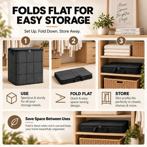 Heavy Duty Moving Storage Bins That Make Dealing With Clutter A Snap Featuring Sturdy Handles Secure Zipper And Quick Fold Layout For Bulky Coats And All Your Seasonal Stash, compact folded design for easy storage.