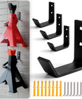 Aucuqu four-pack wall-mount jack stand hooks, black metal with screws and anchors for 2–6 ton stands