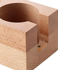 Daily Driver 58Mm Wood Tamping Station And Slick Barista Organizer close-up of beech wood tool holder with dosing needle sleeve.