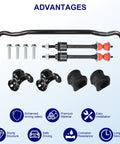 Front Suspension Stabilizer Bar And Sway Bar Link Kit For Dodge Ram 1500 2011 2018 And Ram Classic 2019 2022 4WD Replacing 55398938AC And 55398938AB With K80894 And 5170290 shown with bar, links, bushings, and bolts