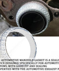 Exhaust flange gasket, 48mm ID graphite donut ring for automotive exhaust, shown beside pipe